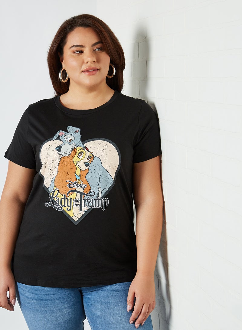 Only Carmakoma - Plus Size Printed T-Shirt Black(C-N10) - Image 1
