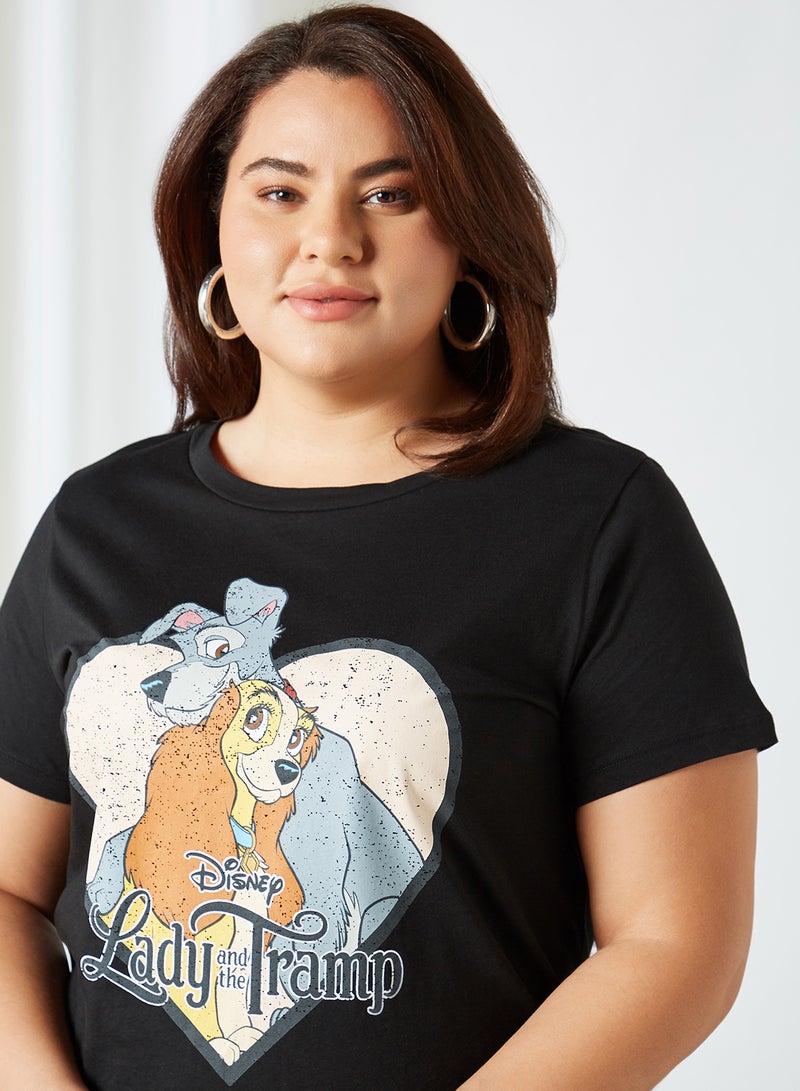 Only Carmakoma - Plus Size Printed T-Shirt Black(C-N10) - Image 1