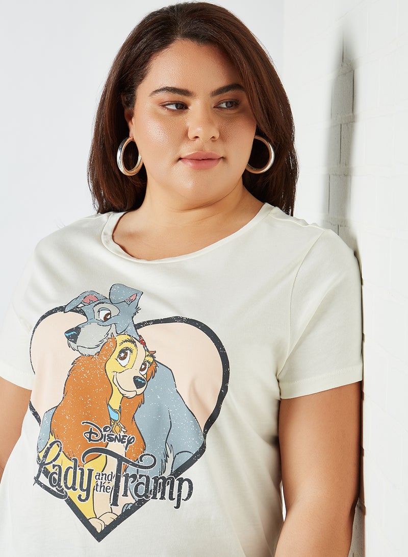 Only Carmakoma - Plus Size Printed T-Shirt Cloud Dancer - Image 1