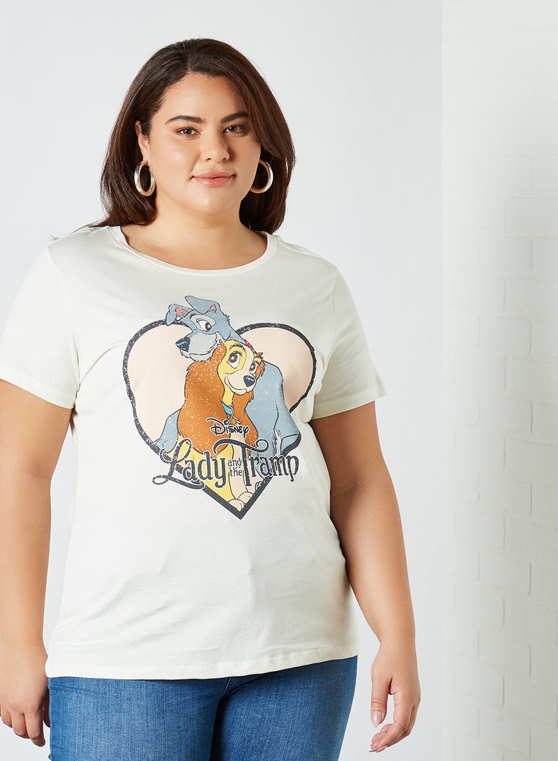 Only Carmakoma - Plus Size Printed T-Shirt Cloud Dancer - Image 1