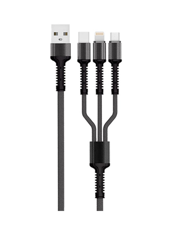 LDNIO - 3 In 1 Fast Charge Cable Multicolour - Image 1