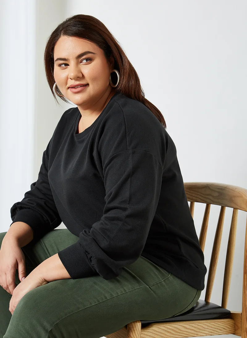 Only Carmakoma Curvy Solid Sweatshirt Black