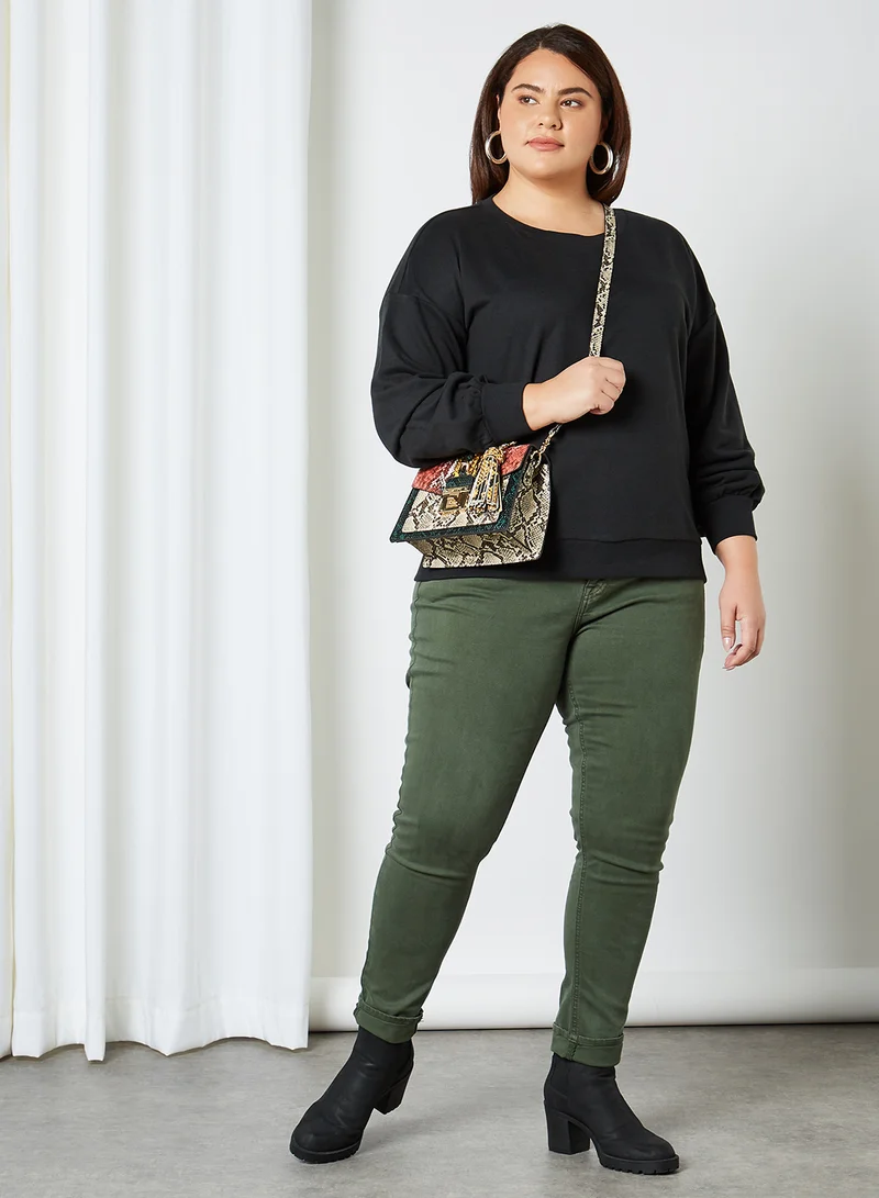 Only Carmakoma Curvy Solid Sweatshirt Black