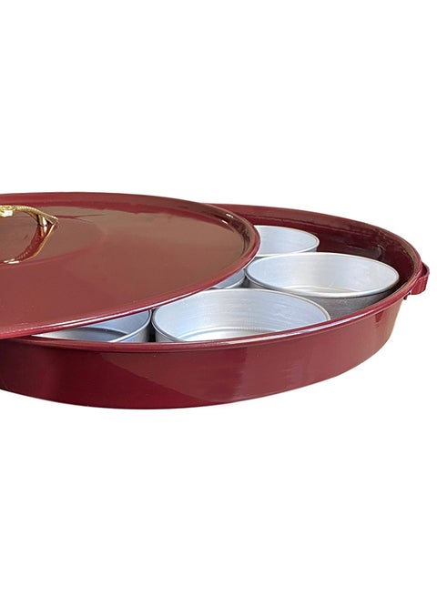 Serving Tray With 7 Serving Plates silver 17inch