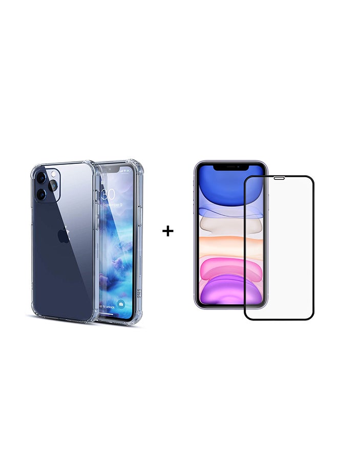 إززي تيك غطاء حماية واق مع لاصقة حماية للشاشة من الزجاج لهاتف أبل آيفون 12 برو ماكس شفاف - Image 2