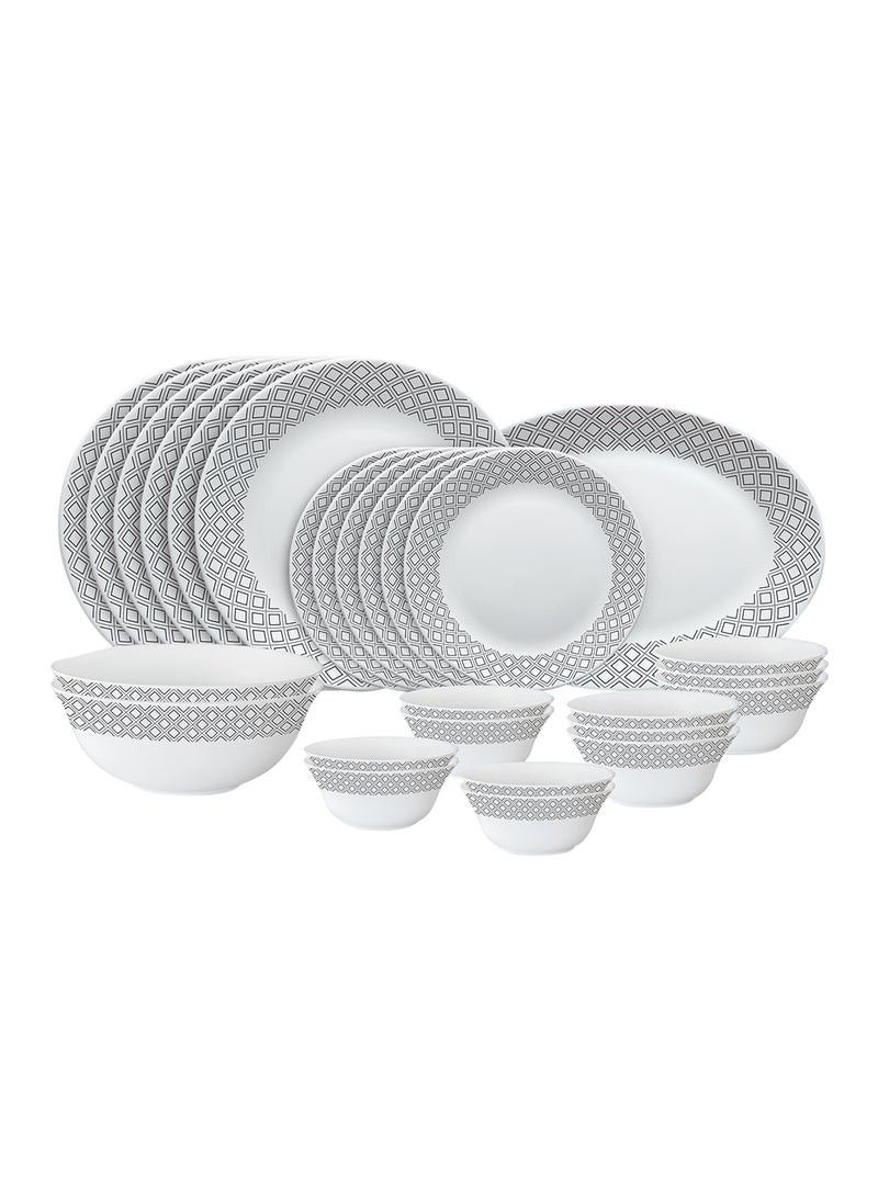 BOROSIL Opalware Dinner Set, Plates, Dishes, Bowls, Serves 6 Black/Grey Cones 27-Piece  - Image 1