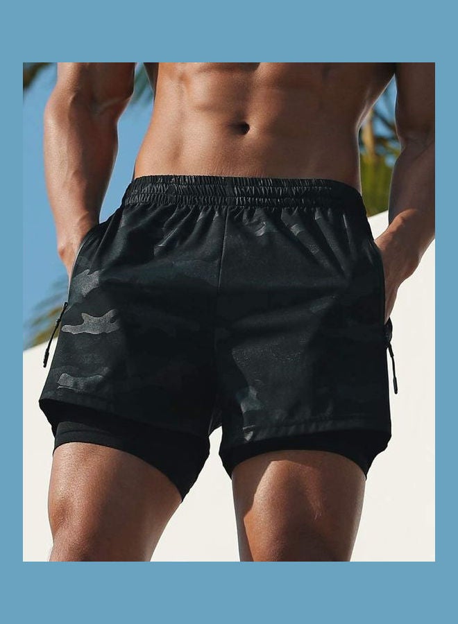 Double Layer 2-In-1 Running Shorts Multicolour  - Image 1