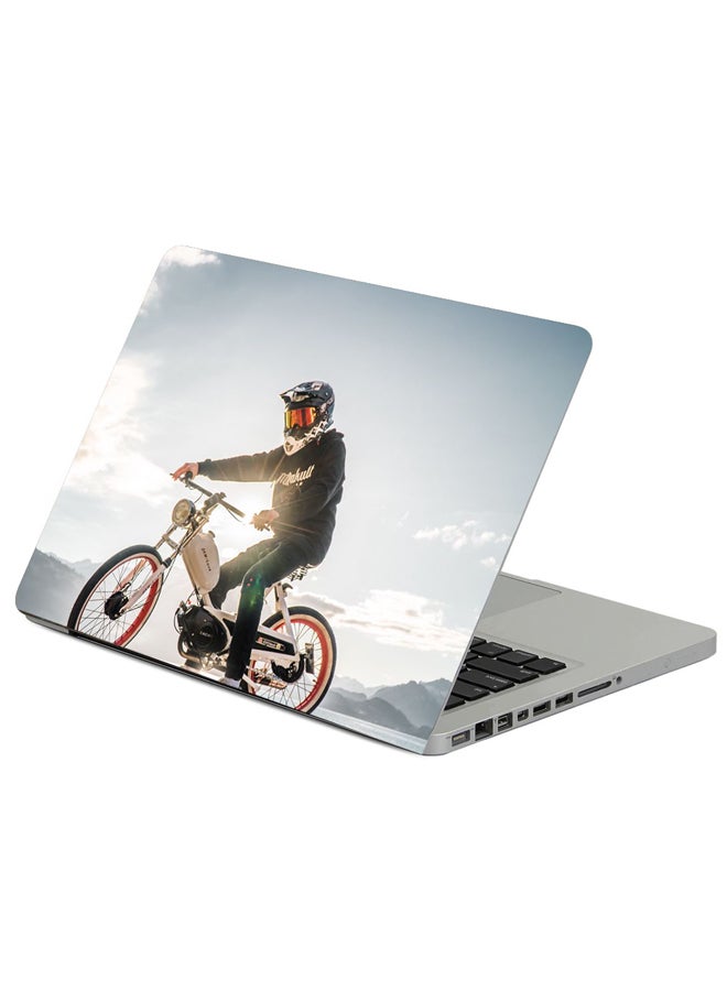 Fast Print Bicycle Bike Man Printed Laptop Sicker Multicolor