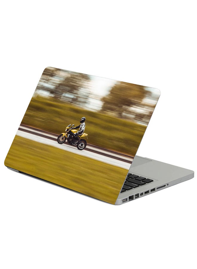 Fast Print Motorcycle Bike Motorcyclist Printed Laptop Sleeve Multicolor