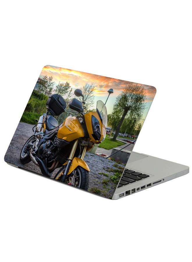 Fast Print Motorcycle Wheels Yellow Printed Laptop Sleeve Multicolor