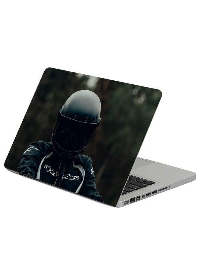 Fast Print Motorcyclist Helmet Steering Wheel Printed Laptop Sleeve Multicolor 