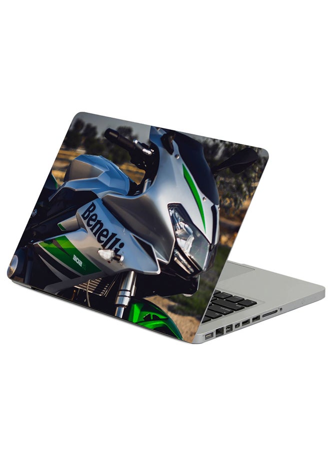 Fast Print Motorcycle Sports Bike Wheel Printed Laptop Sticker Multicolor