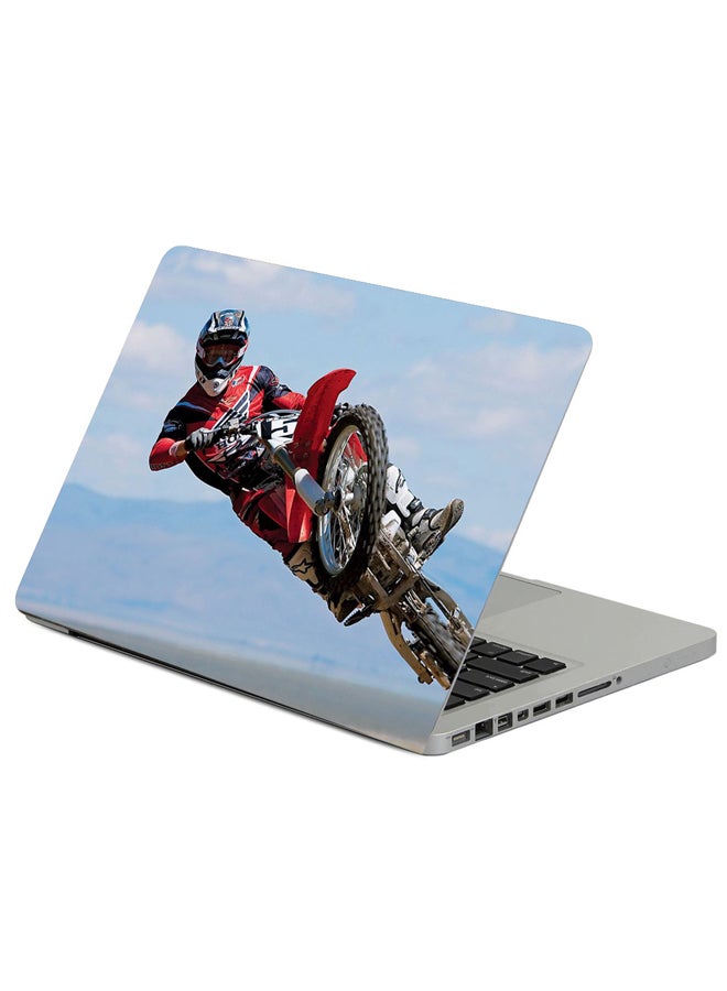Motorcyclist Jump Trick Printed Laptop Sleeve Multicolor