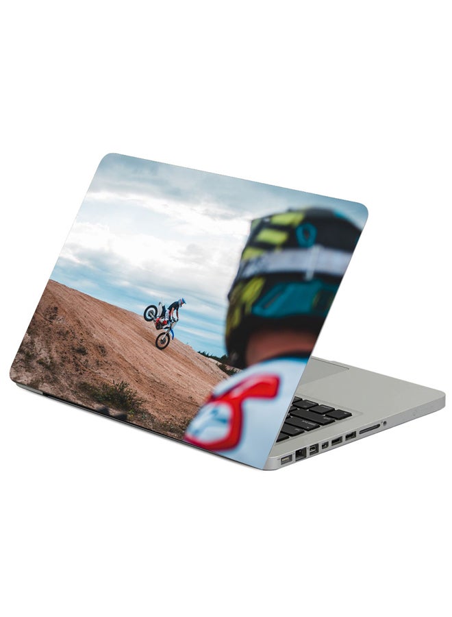 حافظة لابتوب بطبعة دراجة نارية ودراج مؤدٍي للألعاب البهلوانية متعدد الألوان