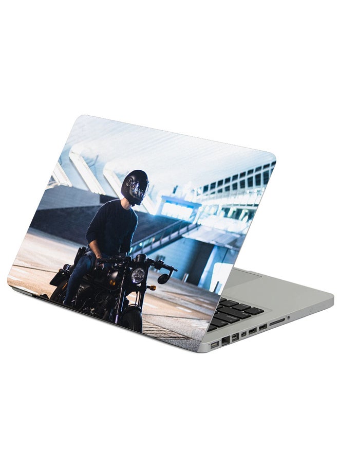 Fast Print Motorcyclist Helmet Printed Laptop Sleeve Multicolor 