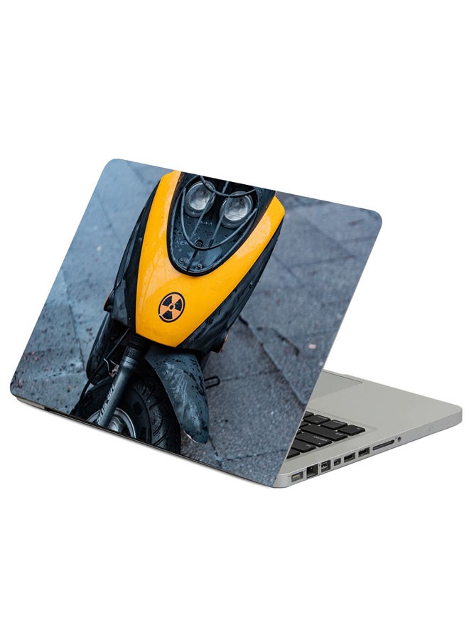 Fast Print Moped Scooter Yellow Printed Laptop Sticker Multicolor