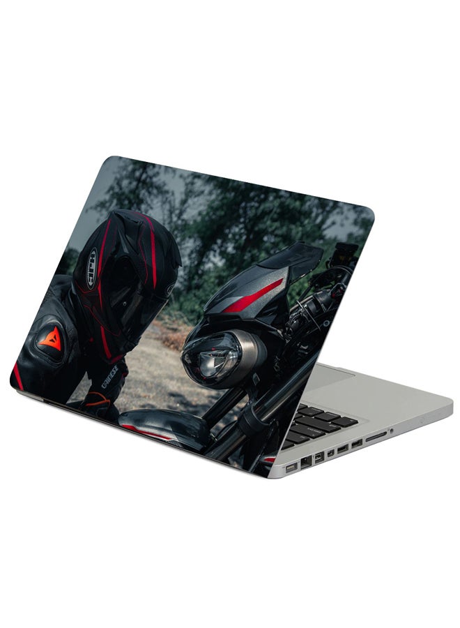 Fast Print Motorcyclist Helmet Printed Laptop Sleeve Multicolor 