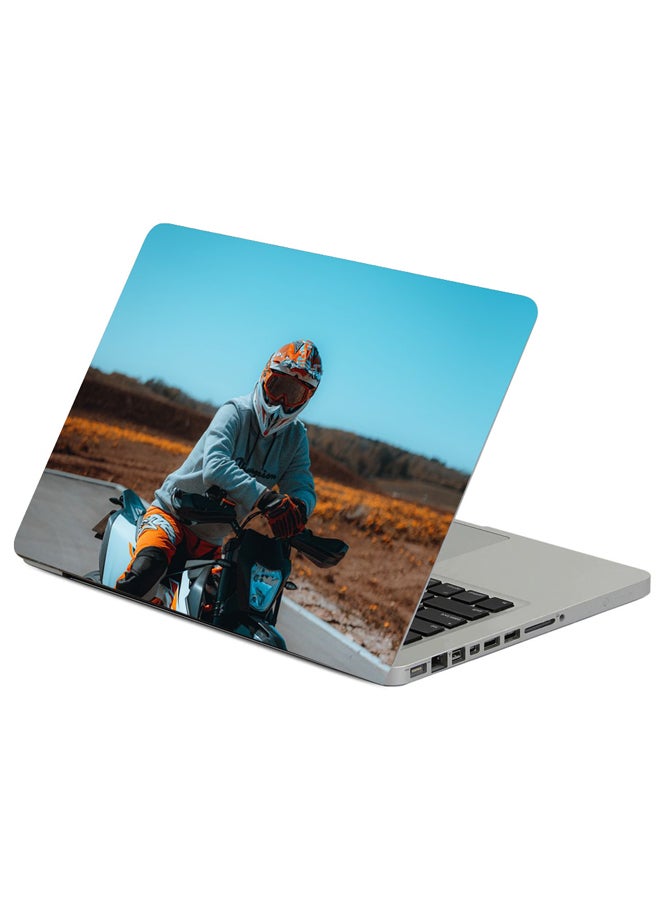 Fast Print Motorcyclist Helmet Printed Laptop Sleeve Multicolor