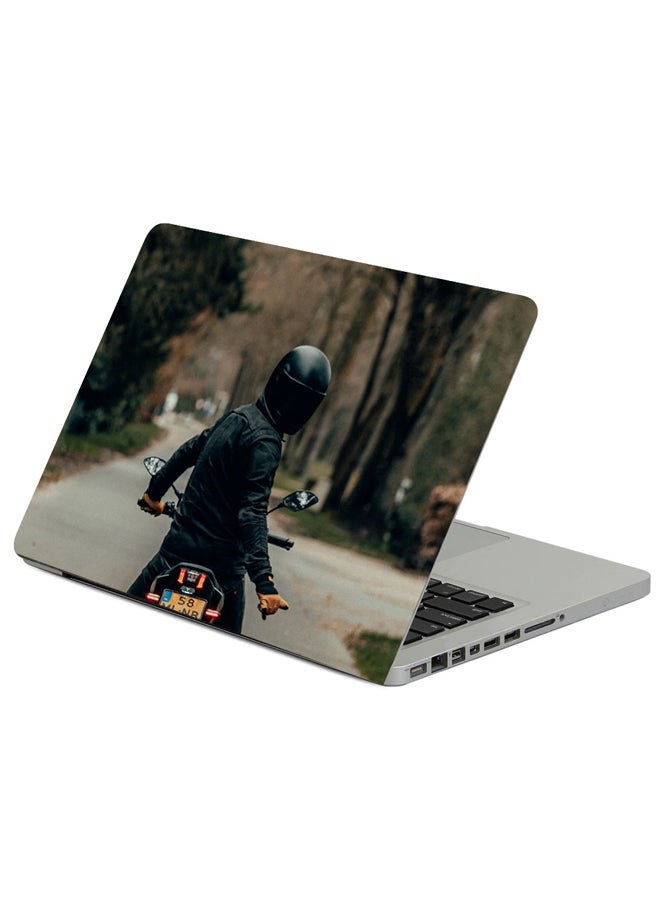 Fast Print Motorcyclist Helmet Printed Laptop Sleeve Multicolor 