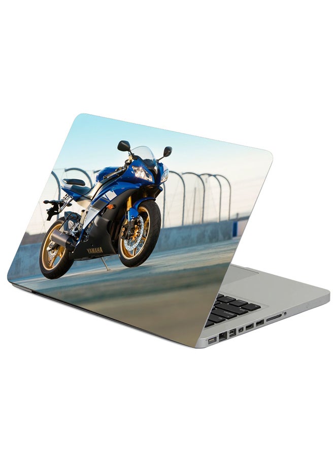 حافظة لابتوب بطبعة دراجة نارية ياماها في الشارع متعدد الألوان