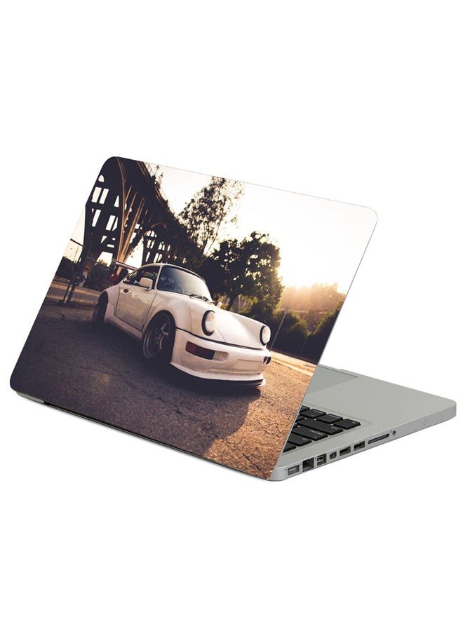 Fast Print Porsche Auto White Printed Laptop Sleeve Multicolor