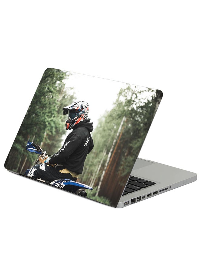 Fast Print Motorcycle Motorcyclist Helmet Printed Laptop Sleeve Multicolor 