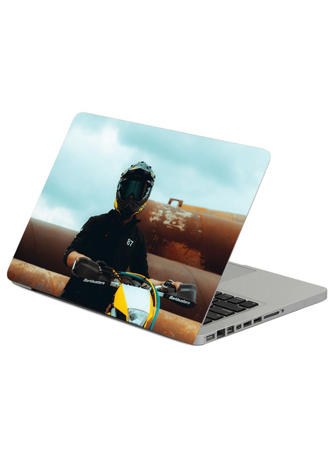 Fast Print Motorcycle Motorcyclist Helmet Printed Laptop Sleeve Multicolor