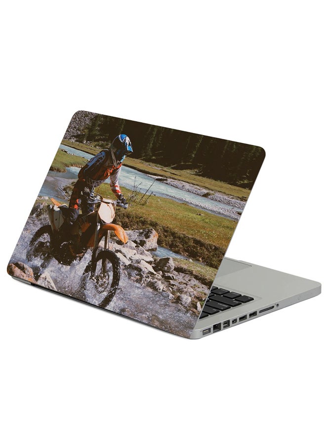 Fast Print Motorcyclist Motorcycle Spray Printed Laptop Sleeve Multicolour