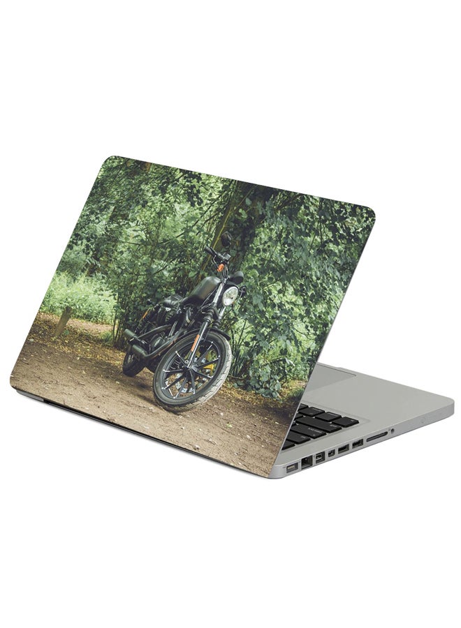 Fast Print Motorcycle Front View Printed Laptop Sticker Multicolour 