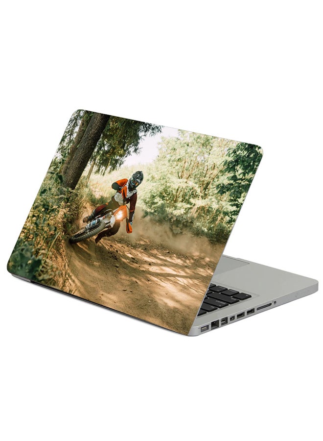 Fast Print Motorcycle Motorcyclist Cross Printed Laptop Sleeve Multicolou 