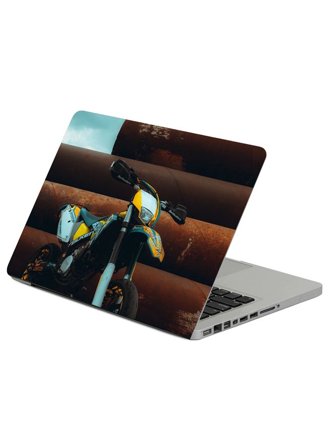 Fast Print Motorcycle Wheels Yellow Printed Laptop Sleeve Multicolor