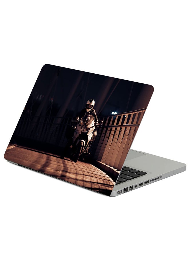 Fast Print Motorcyclist Motorcycle Helmet Printed Laptop Sleeve Multicolour 