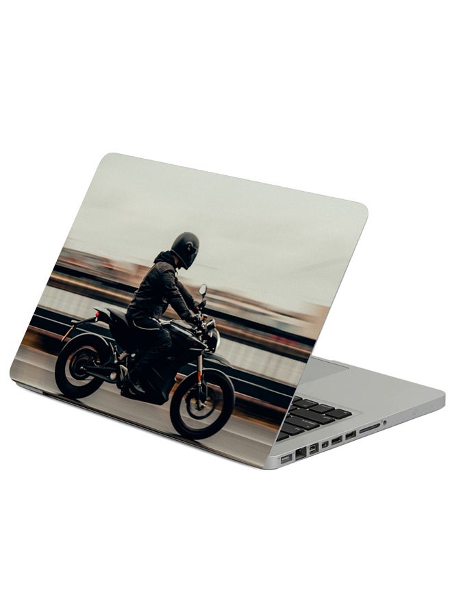 Fast Print Motorcycle Motorcyclist Speed Printed Laptop Sicker Multicolour