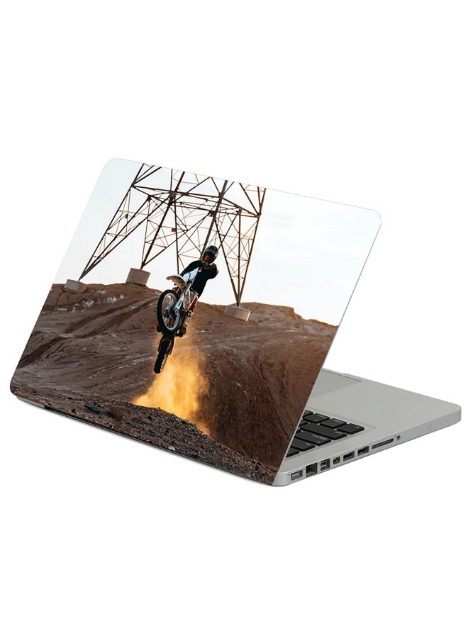 Motorcycle Motorcyclist Jump Printed Laptop Sleeve Multicolour