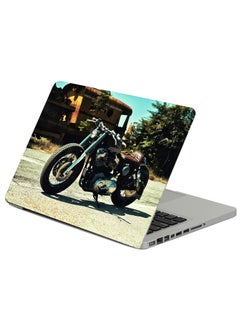 Motorcycle Side View Shadow Printed Laptop Sicker Multicolour