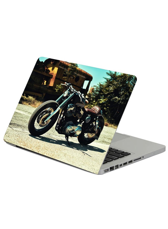 Fast Print - Motorcycle Side View Shadow Printed Laptop Sicker Multicolour - Image 1