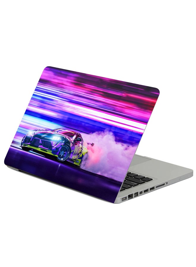 Fast Print Sportscar Drift Printed Laptop Sticker Multicolour