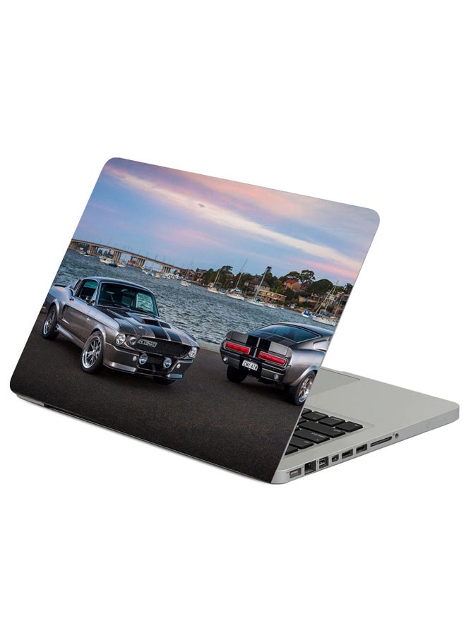 Fast Print Ford Mustang Silver Printed Laptop Sicker Multicolour
