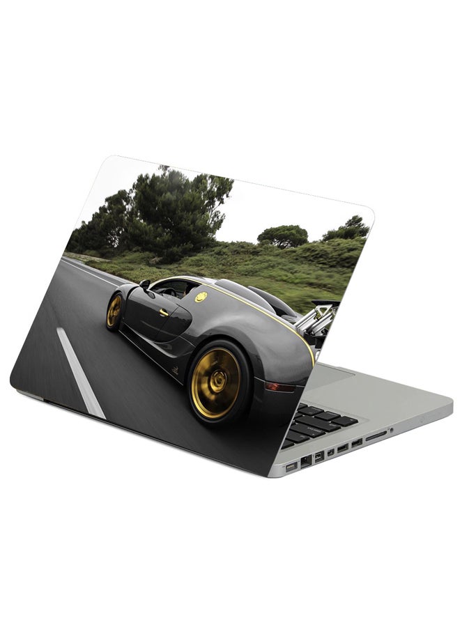 Fast Print Bugatti Veyron Side View Printed Laptop Sicker Multicolour