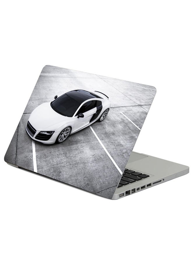 R8 Audi White Printed Laptop Sleeve Multicolour