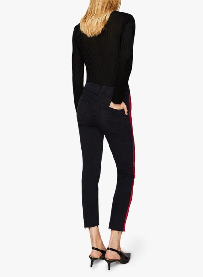 MANGO Contrast Panel Mid-Rise Jeans Black/Red  - Image 5