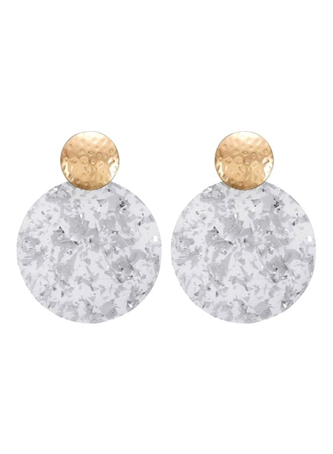 بلولانز أقراط متدلية دائرية الشكل رمادي/ ذهبي