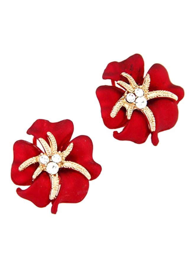 بلولانز أقراط من خليط معدني بتصميم نجمة البحر المرصعة بأحجار الراين