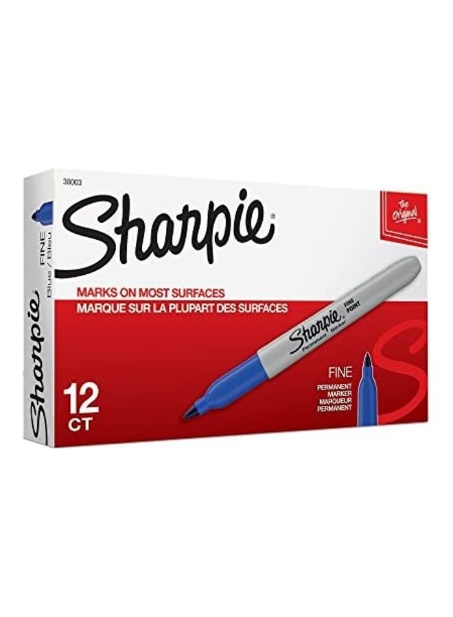 Sharpie Fine Point Permanent Markers, Pack Of 12 Blue