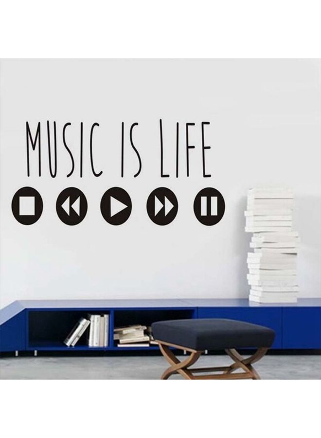 ملصق جداري مكتوب عليه عبارة "Music Is Life" أسود 29.5x59سم - Image 2