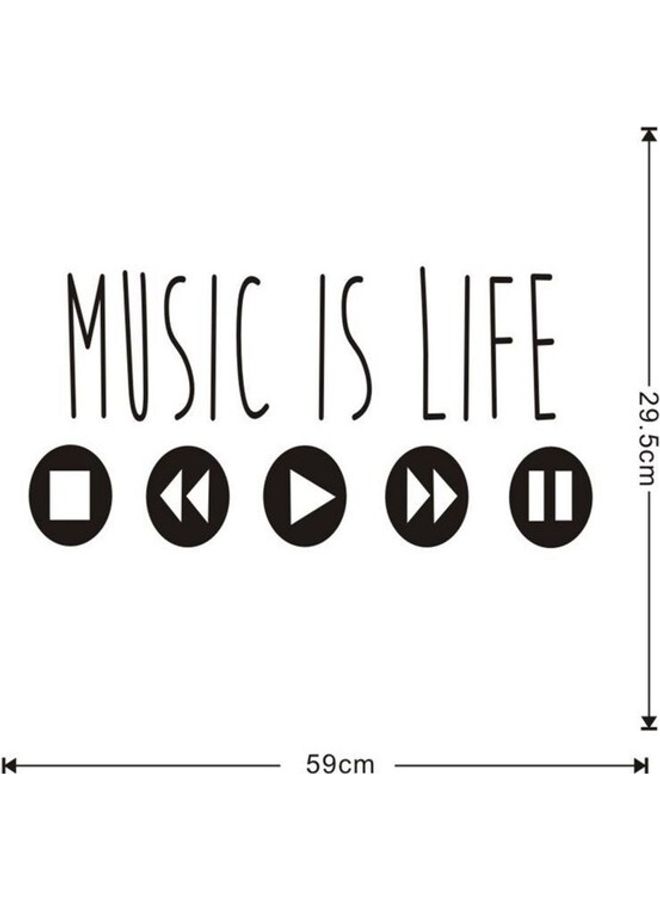 ملصق جداري مكتوب عليه عبارة "Music Is Life" أسود 29.5x59سم - Image 5