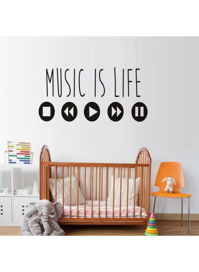 ملصق جداري مكتوب عليه عبارة "Music Is Life" أسود 29.5x59سم - Image 4