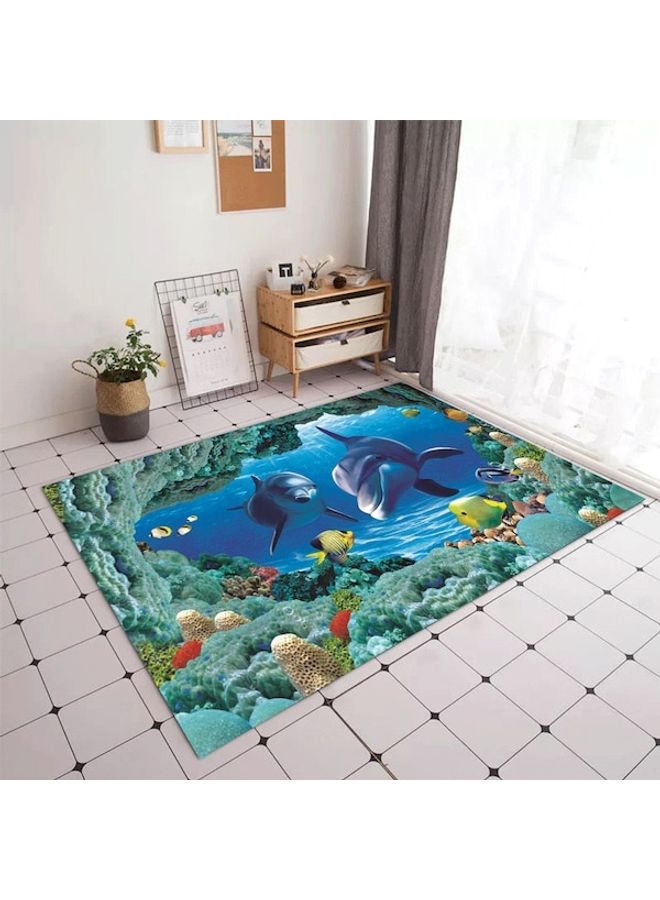 3D Pattern Bedroom Rug Blue/Green/Yellow 80x180cm - Image 2
