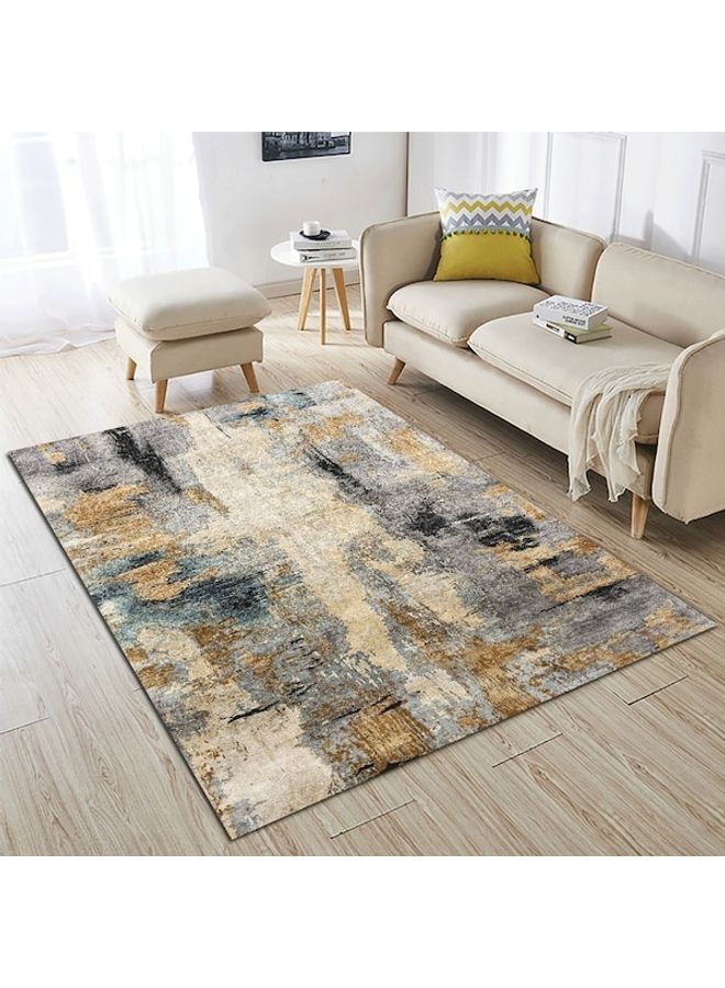 Abstract Printed Non-Slip Rug Grey/Beige/Black 60x90cm