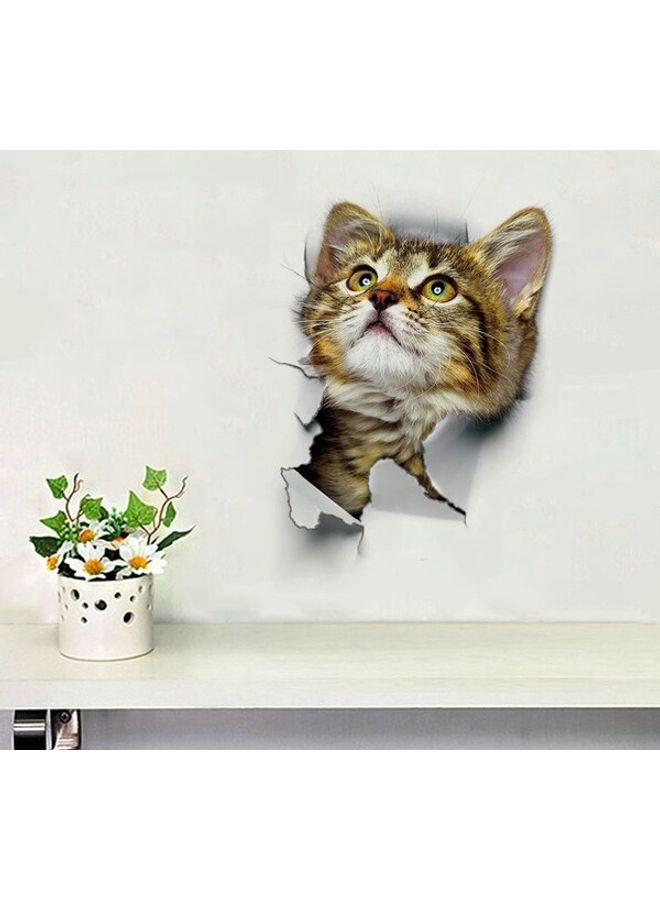 3D Cat Wall Sticker Beige 60x90cm 